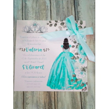 Invitación chica quinceañera turquesa