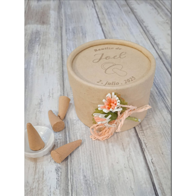 Caja kraft con inciensos bautizo