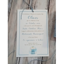 Invitación bautizo osito azul