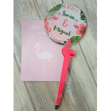 Pinza de flamenco + espejo con dibujo de flamenco personalizado