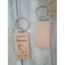 LLavero madera bautizo personalizado biberón