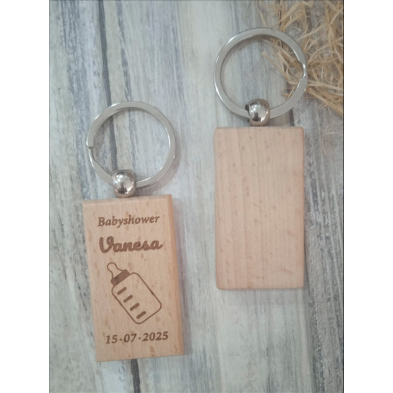 LLavero madera bautizo personalizado biberón