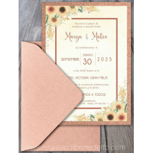 Invitación de boda corcho girasoles