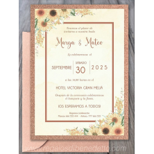 Invitación de boda corcho girasoles