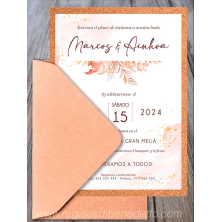 Invitación de boda corcho hojas