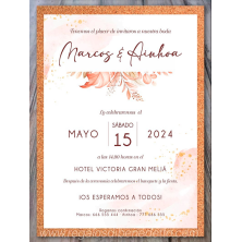 Invitación de boda corcho hojas