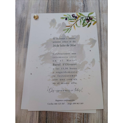 Invitación hoja de olivo