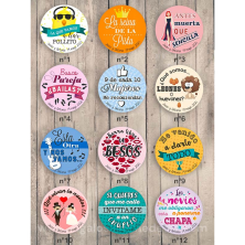 Pack 30 chapas frases personalizadas