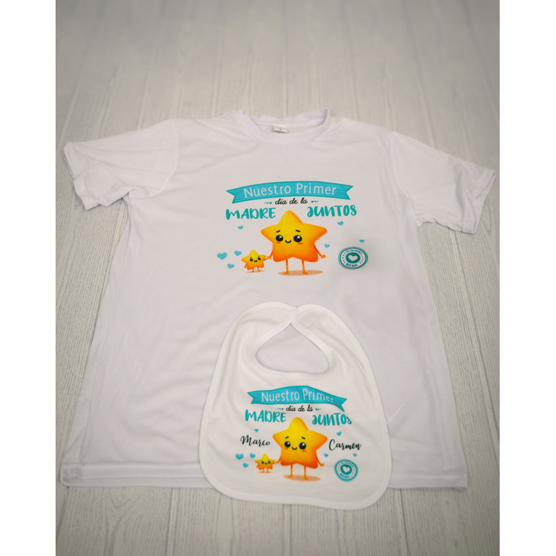 Conjunto camiseta y babero primer día de la madre juntod 
