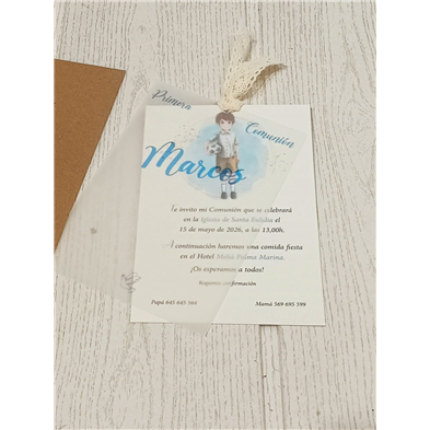 Invitación niño balón primera Comunión 