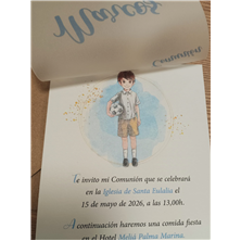 Invitación niño balón primera Comunión 