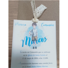 Invitación niño balón primera Comunión 