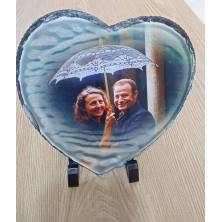 Corazón de pizarra con foto