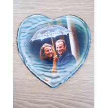 Corazón de pizarra con foto