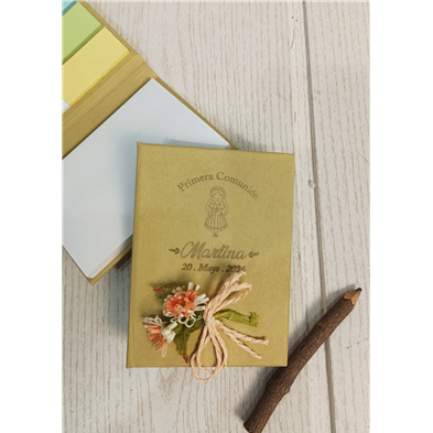 Libreta comunión niña kraft grabada con lápiz