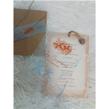 Invitación de boda estrellas de mar papel vegetal 