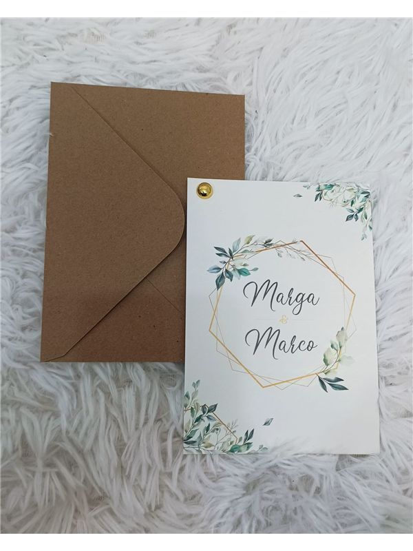 Invitación hexágono hojas con clip