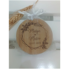 Abridor madera con imán grabado hexágono