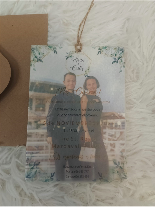 Invitación foto dibujo papel vegetal
