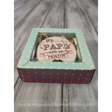 Chapa imán papá con caja de regalo