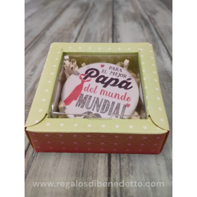Chapa imán mejor papá con caja de regalo