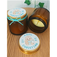 Vela perfumada tarro cristal bebe azul