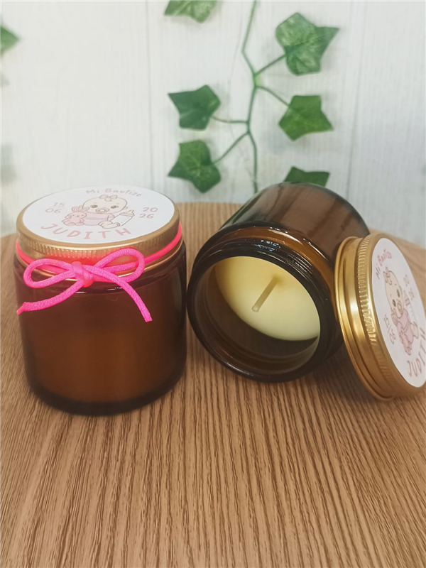 Vela perfumada tarro cristal bebe rosa