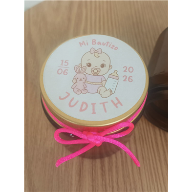 Vela perfumada tarro cristal bebe rosa