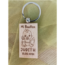 LLavero madera bautizo personalizado bebe niña