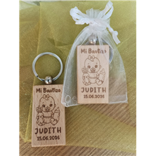 LLavero madera bautizo personalizado bebe niña