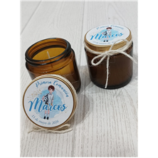 Vela perfumada tarro cristal niño comunión.  