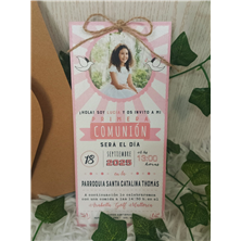Invitación Primera Comunión foto rosa