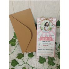 Invitación Primera Comunión foto rosa