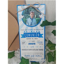 Invitación Primera Comunión foto azul