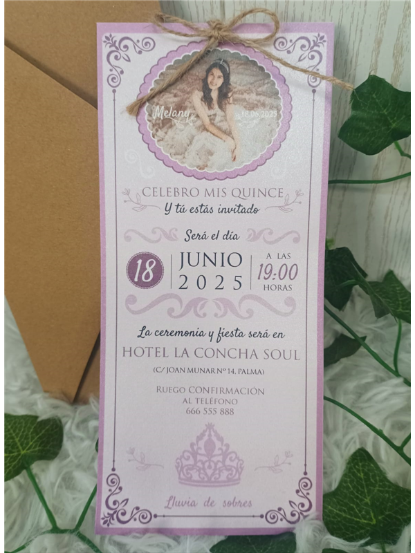 Invitación quinceañera foto lila