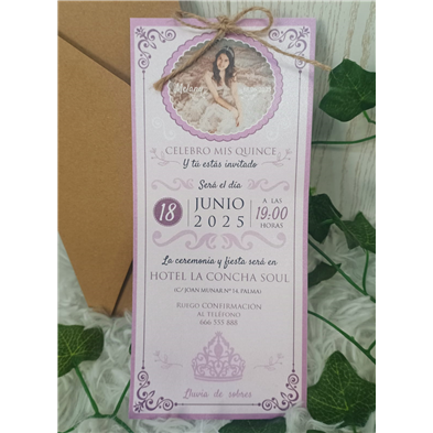 Invitación quinceañera foto lila