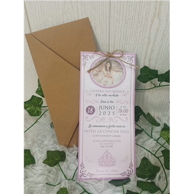 Invitación quinceañera foto lila