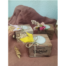 portavelas de madera bautizo grabado