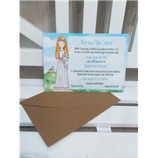 Invitación niña comunión y mascota
