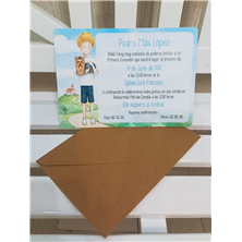 Invitación niño comunión y mascota