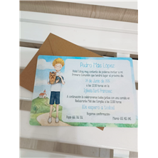 Invitación niño comunión y mascota