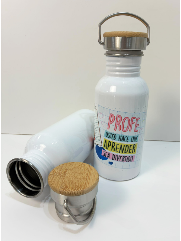 Botella con tapón de bambú personalizable