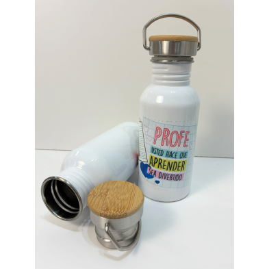 Botella con tapón de bambú personalizable